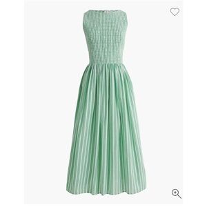 NWT J.Crew Factory Smocked boatneck midi dress Size PXS In White Bright Clover